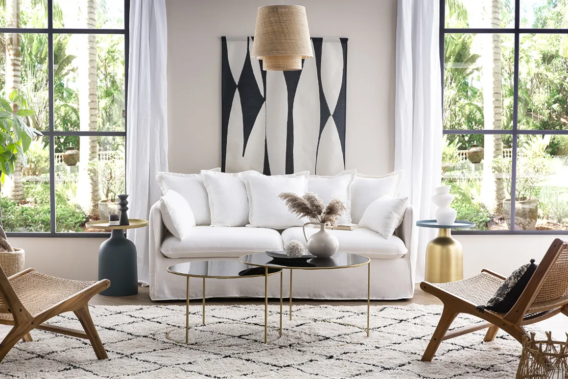 Miliboo Table D'appoint-Table d'appoint design ronde en métal doré et plateau bleu pétrole mat RAMSES