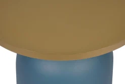 Miliboo Table D'appoint-Table d'appoint design ronde en métal bleu pétrole mat et plateau doré RAMSES