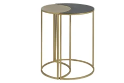 Miliboo Table D'appoint-Table d'appoint en métal laqué noir et doré TOSCANE