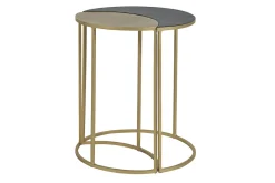 Miliboo Table D'appoint-Table d'appoint en métal laqué noir et doré TOSCANE