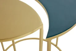 Miliboo Table D'appoint-Table d'appoint en métal laqué bleu pétrole et doré TOSCANE