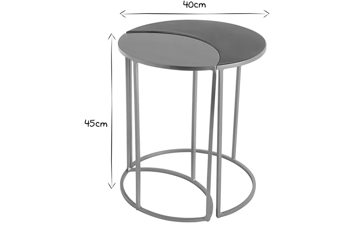 Miliboo Table D'appoint-Table d'appoint en métal laqué bleu pétrole et doré TOSCANE