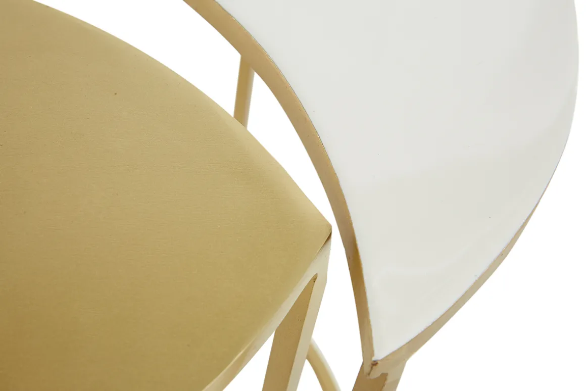 Miliboo Table D'appoint-Table d'appoint en métal laqué blanc et doré TOSCANE