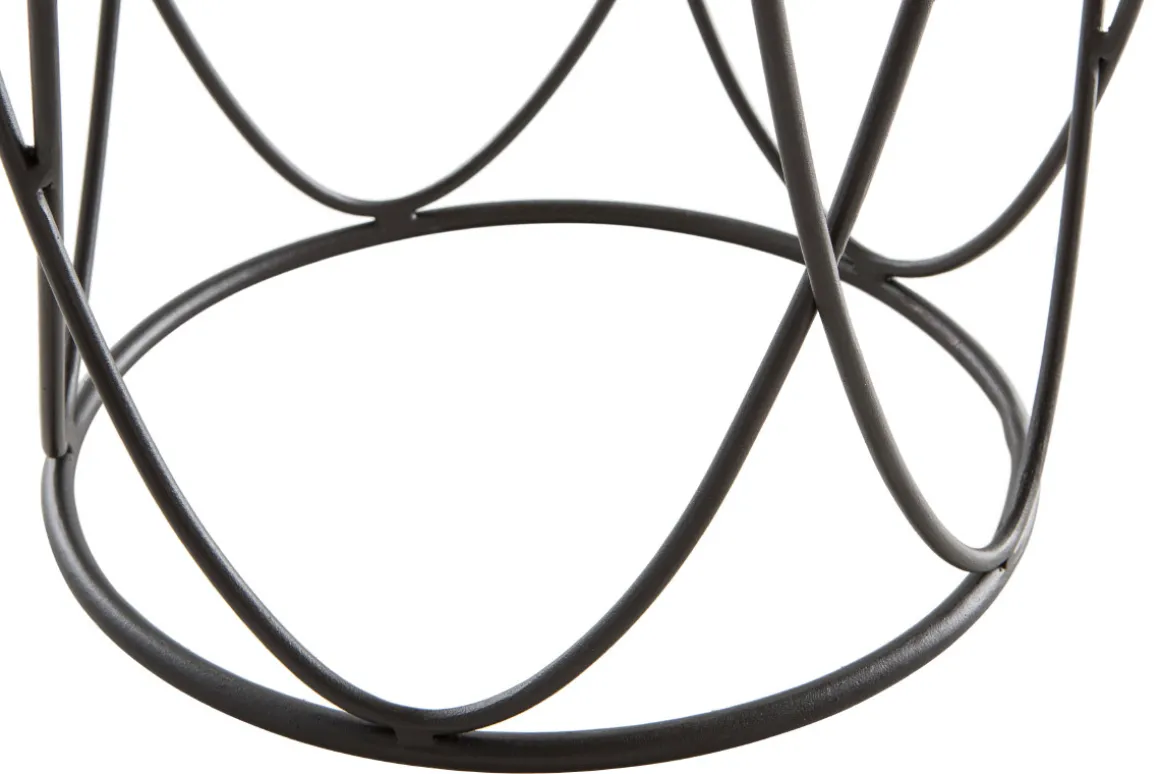 Miliboo Table Basse|Table D'appoint-Table d'appoint ronde bois clair chêne et métal noir D42 cm LACE