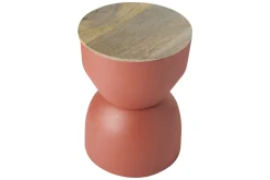 Miliboo Table D'appoint-Table d'appoint ronde design avec rangement en métal terre brulée et bois manguier massif D30 cm YOYO