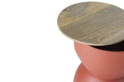 Miliboo Table D'appoint-Table d'appoint ronde design avec rangement en métal terre brulée et bois manguier massif D30 cm YOYO