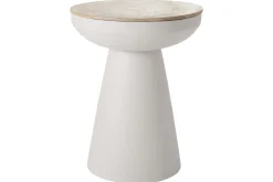 Miliboo Table D'appoint-Table d'appoint ronde design avec rangement en métal grège et bois manguier massif H52 cm TAM