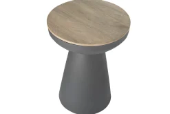 Miliboo Table D'appoint-Table d'appoint ronde design avec rangement en métal gris anthracite et bois manguier massif H52 cm TAM