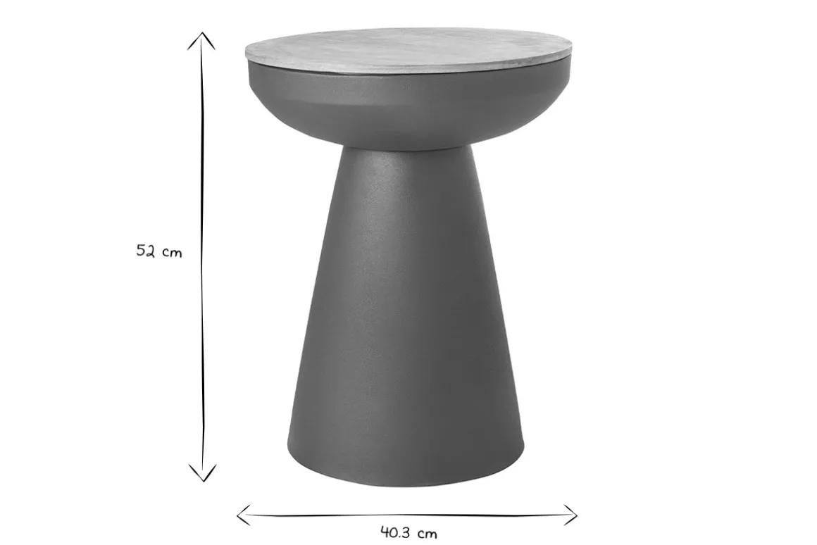 Miliboo Table D'appoint-Table d'appoint ronde design avec rangement en métal gris anthracite et bois manguier massif H52 cm TAM