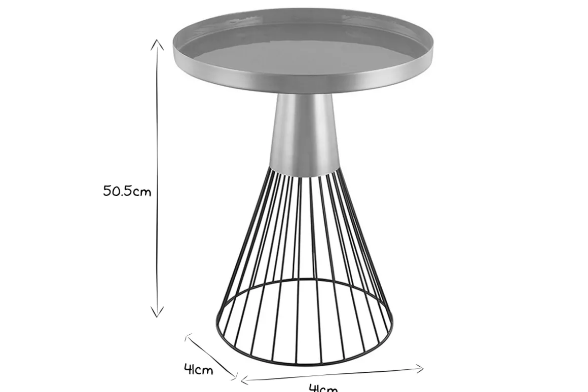 Miliboo Table Basse|Table D'appoint-Table d'appoint ronde en acier laqué moutarde et doré D41 cm SPLEEN