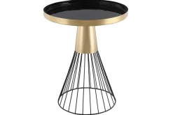 Miliboo Table Basse|Table D'appoint-Table d'appoint ronde en acier laqué noir et doré D41 cm SPLEEN