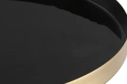 Miliboo Table Basse|Table D'appoint-Table d'appoint ronde en acier laqué noir et doré D41 cm SPLEEN