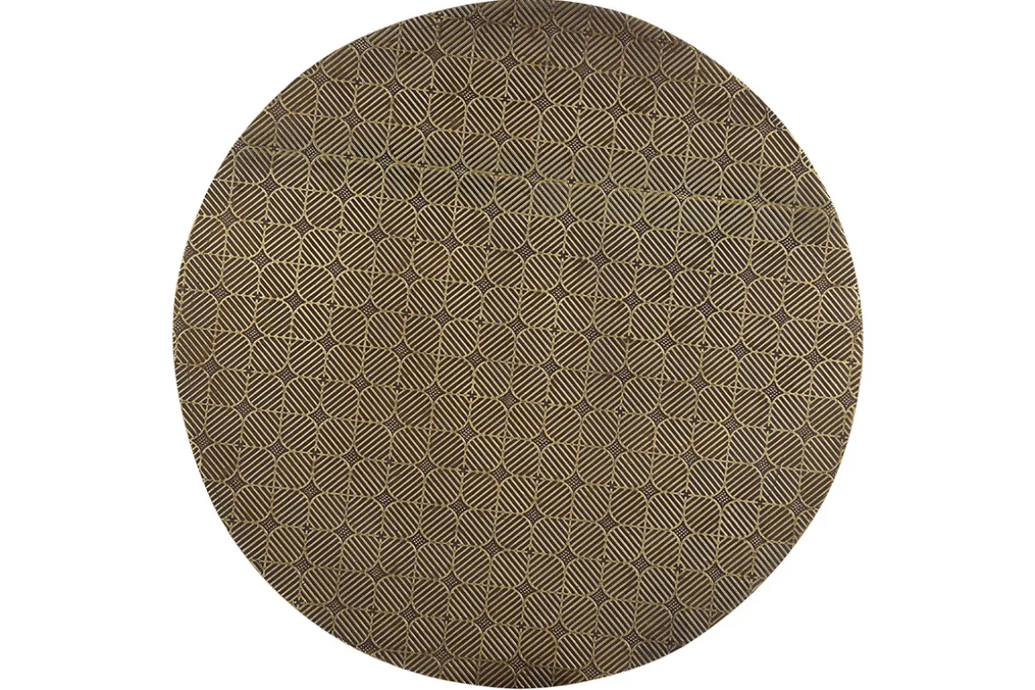 Miliboo Table Basse|Table D'appoint-Table d'appoint ronde en laiton frappé et métal noir D45 cm FLOOR