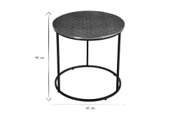 Miliboo Table Basse|Table D'appoint-Table d'appoint ronde en laiton frappé et métal noir D45 cm FLOOR
