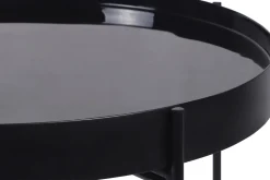 Miliboo Table Basse|Table D'appoint-Table d'apppoint ronde avec plateau réversible bleu canard / noir D51 cm SATEEN