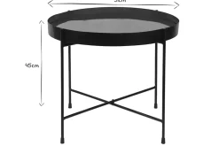 Miliboo Table Basse|Table D'appoint-Table d'apppoint ronde avec plateau réversible bleu canard / noir D51 cm SATEEN