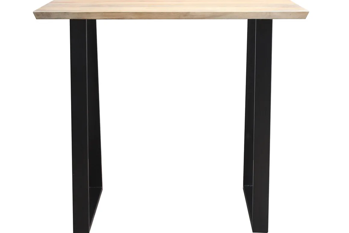 Miliboo Table De Bar / Bar-Table de bar en bois manguier massif et métal noir L120 cm VIJAY
