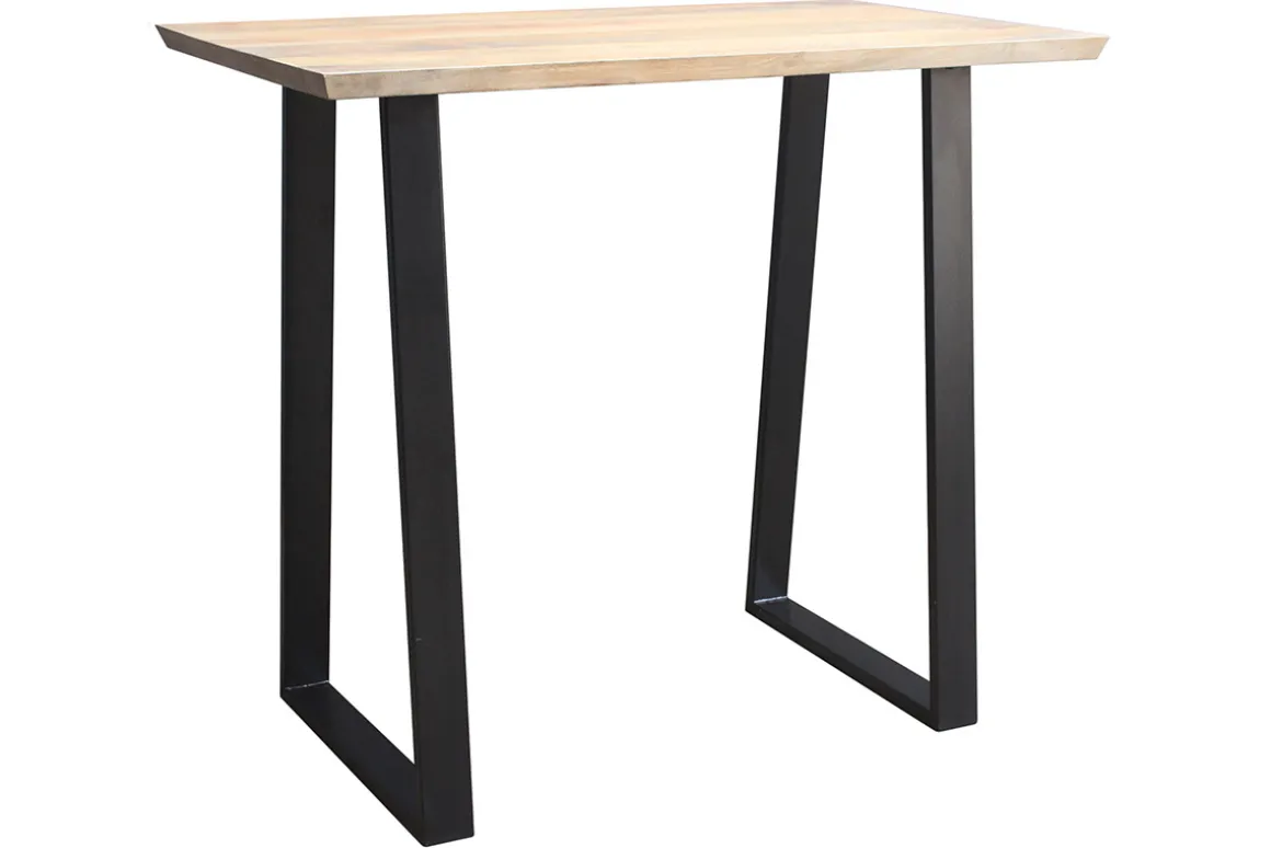 Miliboo Table De Bar / Bar-Table de bar en bois manguier massif et métal noir L120 cm VIJAY