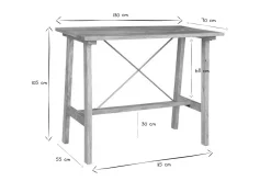 Miliboo Table De Bar / Bar-Table de bar en bois manguier massif et métal doré L130 cm MARGHA