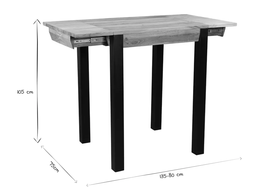 Miliboo Table De Bar / Bar-Table de bar extensible en bois massif et métal L80-135 cm TRAP