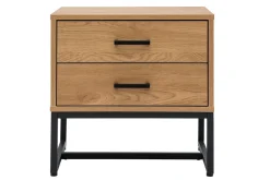Miliboo Table De Chevet-Table de chevet avec rangements 2 tiroirs finition bois clair chêne et métal noir L50 cm LOVATO