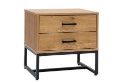 Miliboo Table De Chevet-Table de chevet avec rangements 2 tiroirs finition bois clair chêne et métal noir L50 cm LOVATO