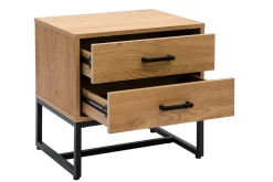 Miliboo Table De Chevet-Table de chevet avec rangements 2 tiroirs finition bois clair chêne et métal noir L50 cm LOVATO