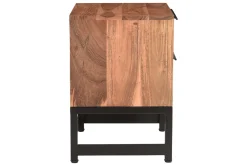 Miliboo Table De Chevet-Table de chevet avec rangements 2 tiroirs à motifs chevrons en bois massif et métal noir STICK