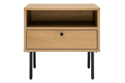 Miliboo Table De Chevet-Table de chevet avec rangements finition bois clair chêne et métal noir L50 cm PERNELLE