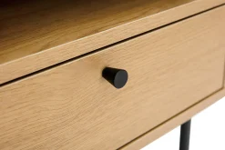 Miliboo Table De Chevet-Table de chevet avec rangements finition bois clair chêne et métal noir L50 cm PERNELLE