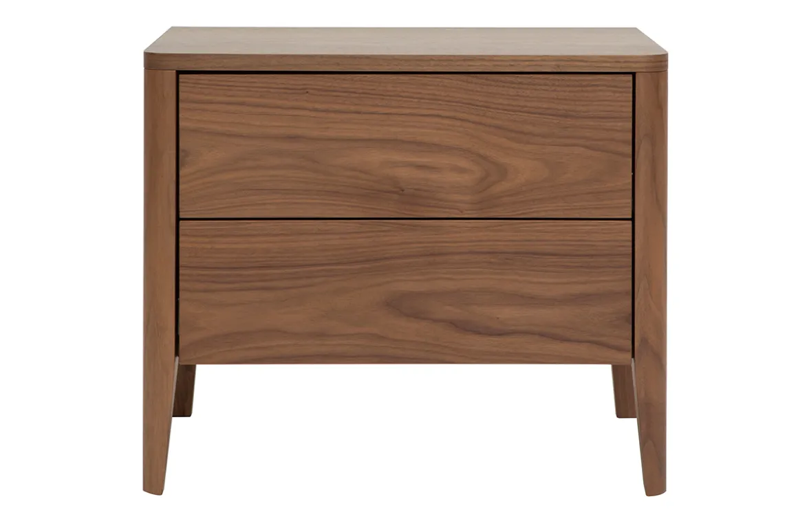 Miliboo Table De Chevet-Table de chevet avec rangements 2 tiroirs bois foncé noyer L60 cm BENJA