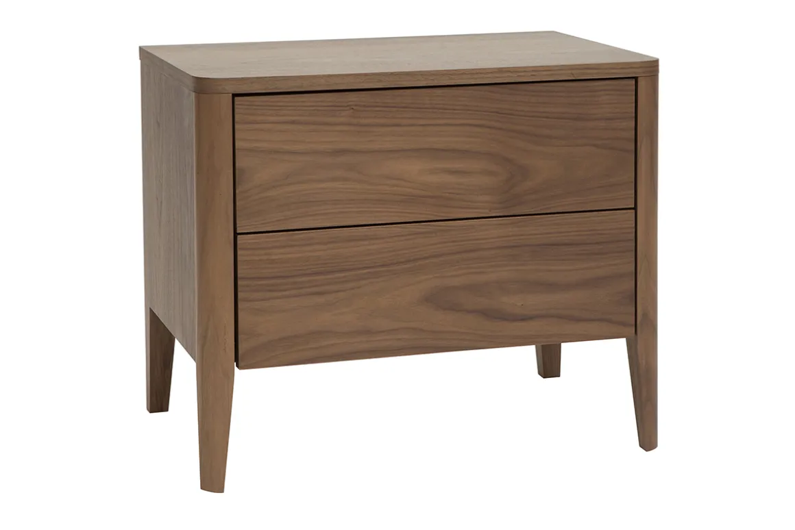 Miliboo Table De Chevet-Table de chevet avec rangements 2 tiroirs bois foncé noyer L60 cm BENJA