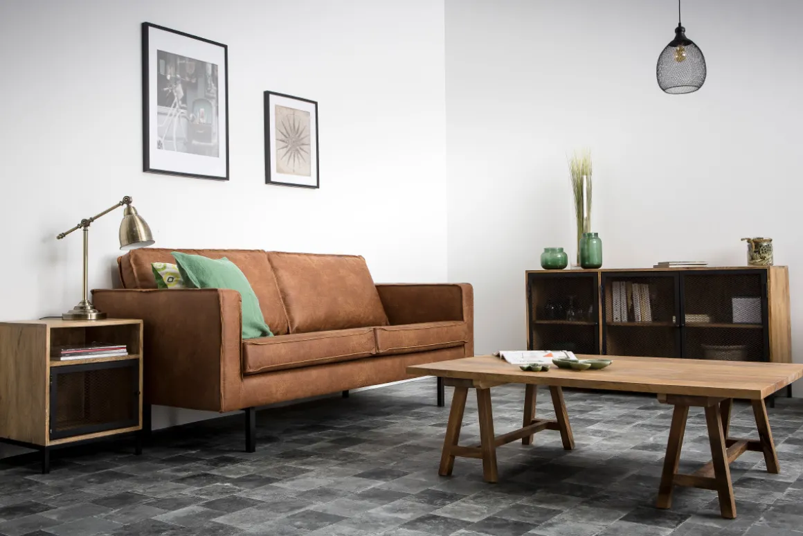 Miliboo Table De Chevet-Table de chevet avec rangements industriel bois manguier massif et métal perforé L43 cm RACK