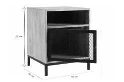 Miliboo Table De Chevet-Table de chevet avec rangements industriel bois manguier massif et métal perforé L43 cm RACK