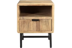 Miliboo Table De Chevet-Table de chevet avec rangements bois manguier massif gravé et métal noir L40 cm MORISSON