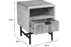 Miliboo Table De Chevet-Table de chevet avec rangements bois manguier massif gravé et métal noir L40 cm MORISSON