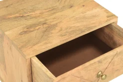 Miliboo Table De Chevet-Table de chevet avec rangements bois manguier massif gravé et métal doré L40 cm LINIUM