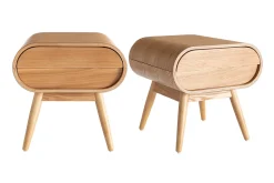 Miliboo Table De Chevet-Table de chevet avec tiroir vintage bois clair L45 cm (lot de 2) BJORG