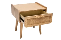 Miliboo Table De Chevet-Table de chevet avec tiroir en bois clair frêne et cannage rotin L50 cm ATHÈNE