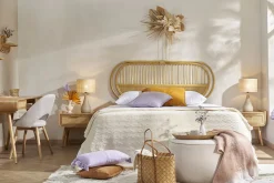 Miliboo Table De Chevet-Table de chevet avec tiroir en bois clair frêne et cannage rotin L50 cm ATHÈNE