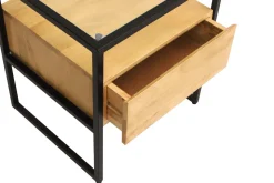 Miliboo Table De Chevet-Table de chevet avec tiroir en bois manguier massif, verre et métal noir L50 cm DIYA