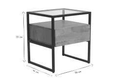 Miliboo Table De Chevet-Table de chevet avec tiroir en bois manguier massif, verre et métal noir L50 cm DIYA