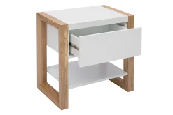Miliboo Table De Chevet-Table de chevet blanc et bois clair frêne massif L55 cm ARMEL
