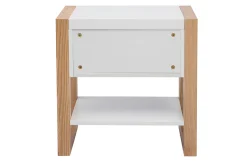 Miliboo Table De Chevet-Table de chevet blanc et bois clair frêne massif L55 cm ARMEL