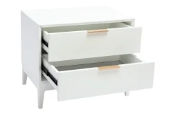 Miliboo Table De Chevet-Table de chevet blanche mat et métal doré avec rangements L60 cm GIANA