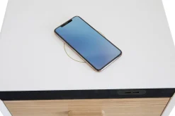 Miliboo Table De Chevet-Table de chevet connectée multimédia blanc mat et bois clair massif L40 c PAVAN