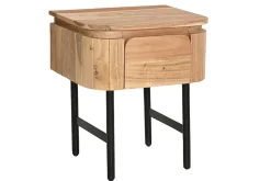 Miliboo Table De Chevet-Table de chevet en bois massif et métal noir avec tiroir L45 cm NAPOLI