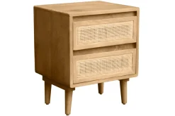 Miliboo Table De Chevet-Table de chevet en bois manguier massif et cannage rotin avec rangements 2 tiroirs L40 cm ACANGE
