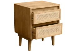 Miliboo Table De Chevet-Table de chevet en bois manguier massif et cannage rotin avec rangements 2 tiroirs L40 cm ACANGE