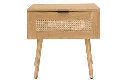 Miliboo Table De Chevet-Table de chevet finition bois clair, cannage rotin et métal noir L50 cm MANILLE